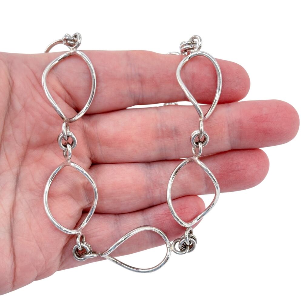 Estate Sterling Silver 925 Twisted Oval Link Necklace 16"-18"